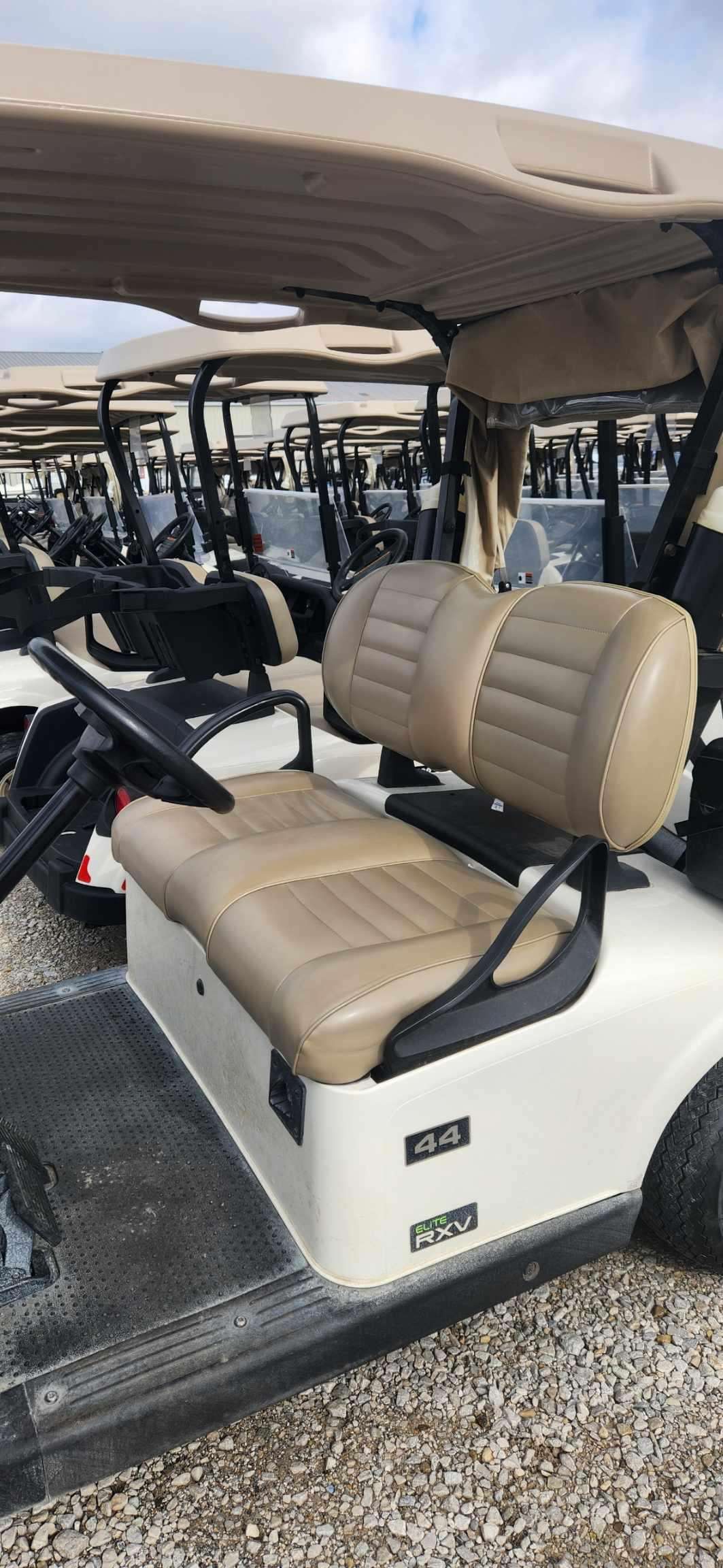EZGO RXV Elite Lithium cart dashboard and seating area